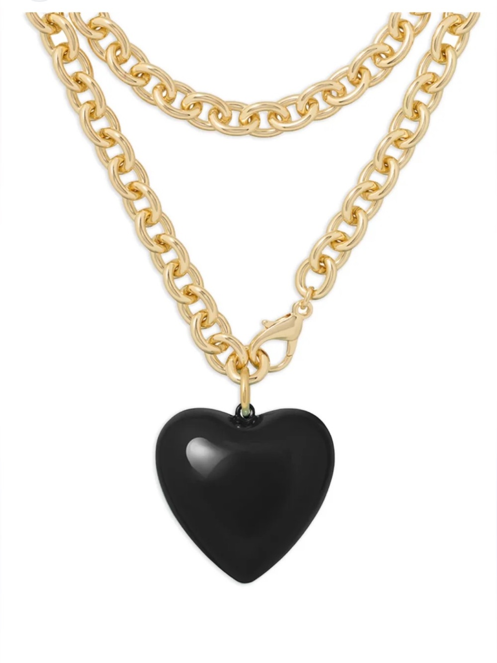 Nwot  Roxanne assoulin puffy heart Necklace with Black Heart Pendant